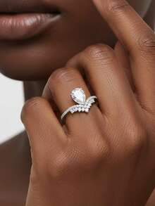 1pc Women's Wedding Ring, Drawn Silk Ring, 2.1g 925 Sterling Silver, 2 Carat Moissanite, Bohemian Palace Style, Engagement, Wedding, Anniversary, Valentine's Day Gift, Comes With Moissanite Certificate And Elegant Gift Box