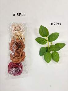 MEHELANY 50/30 支逼真渐变咖啡泡沫假玫瑰，带茎和叶子，适用于 DIY 婚礼花束、新娘送礼会花卉中心装饰、派对餐桌家居装饰、春夏婚礼装饰、房间装饰和摄影道具，以及圣诞节、复活节、秋季庆祝活动装饰。 - 漸層咖 - 查看 10