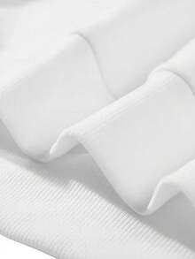 200g 100% Cotton T-Shirt, 2025, Women's Spring/Autumn Fashion, Printed Long Sleeve T-Shirt, Couple Style, Underwear/Outerwear, Office Casual, Round Neck, Long Sleeve Top - 白色 - 查看 5