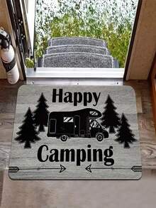 1 Stück Neue "Fröhliches Camping" Wohnmobil und Kiefernbaum Design Fußmatte - Weihnachten - Frohe Weihnachten - Feiertags Dekoration - Tägliche Dekoration - Feiertags Geschenk - Eingangsteppich - Outdoor Teppich - Innen Teppich - Kleiner Teppich - Weicher Flanell 900g/m², Maschinenwaschbar langanhaltend, Fleckresistent, Schnelltrocknend, Geeignet für Innentürmatten, Außentürmatten, Heimdekoration, Raumdekoration, Schlafzimmerteppich, Küchenteppich, Fotografie, Requisiten, Outdoor Dekor Geschenke, Feiertags Geschenke, Flächenteppich, Ganzjährig Verwendbar - Verschiedenfarbig - Übersicht 3