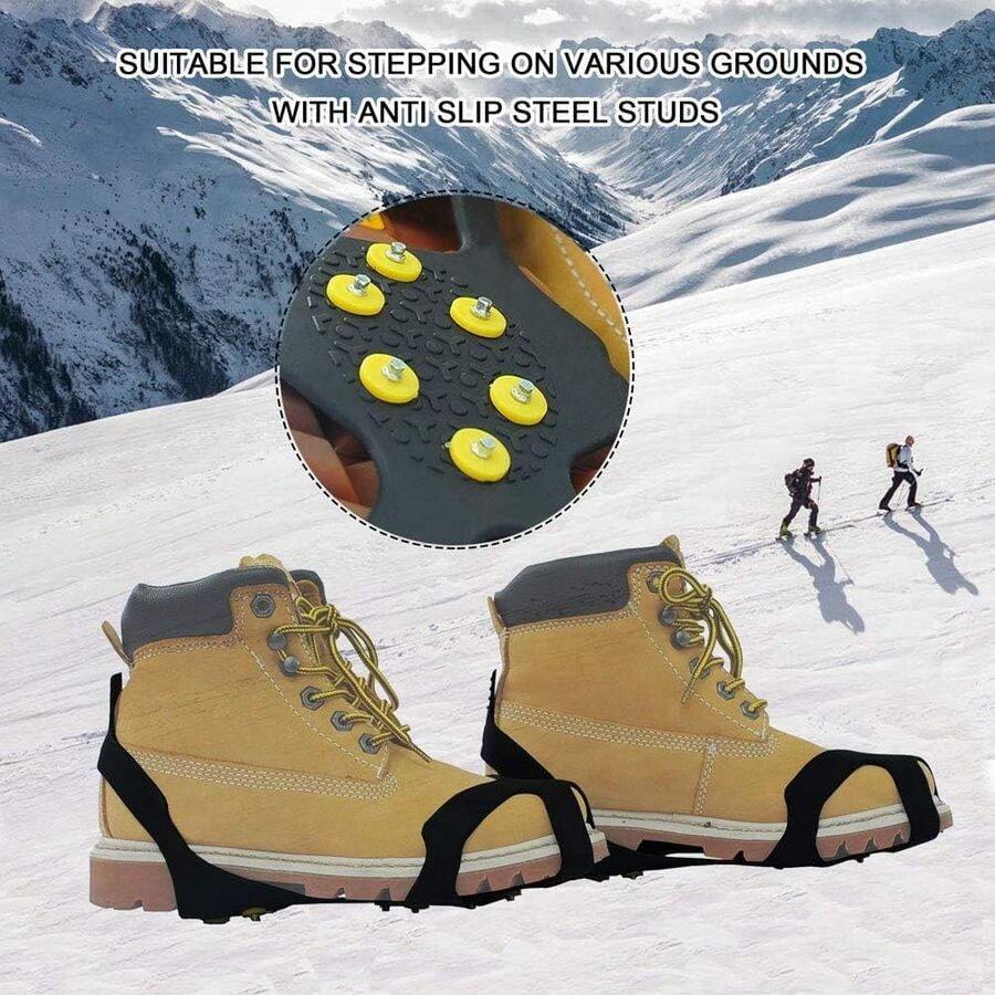 Traction Ice Cleats Grippers Shoe Ice Snow Grips Slip-On Stretch Footwear For Hiking Walking Climbing Fishing Jog...