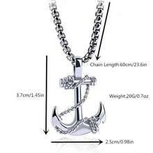 1pc Stainless Steel Vintage Anchor Pendant Necklace, Suitable For Everyday Wear Valentines,Day Gift For BoyfriendValentine's Day Gift For My Wife Heart Drop Love Gift For Lovers Gift For My Girlfriend  Couple Jewelry Accessories - 彩色 - 查看 4