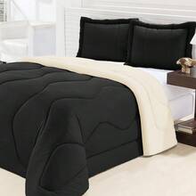 Queen Size Double Sided Gel Mesh Duvet Kit 3 Pieces - Negro con Paja - Ver 4