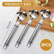 3pcs Spoon Cactus PeelerStainless Steel Strip Long Hole Cactus Thorn Removal Tool Sliced Chinese Noodle Cutter For Cooking Kitchen Gadgets 3p-Silver - 3p銀 - 查看 3