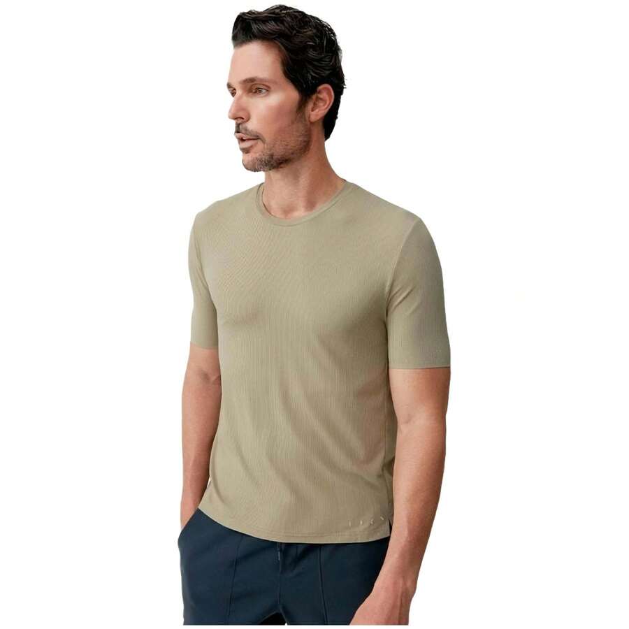 Born Living Yoga T-Shirt OI23CS-H29-C For Man In Color Beige - بيج - مشاهدة 1