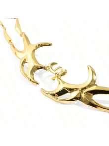 1pc Cyberpunk Metal Face Mask, Unique Asymmetric Fluid Design, Random Style - Multicolor - View 11