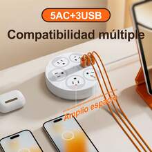 Premium Disc Usb Premium Multi-contact 5+3 Cable De Alimenta - Blanco - Ver 4