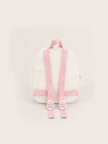 Kids Cute Cat Plush Sherpa Backpack - White Bunny - View 4