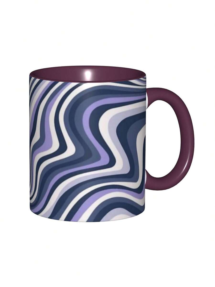 Cute Vintage  Wavy III Mugs Ceramic Coffee Mug Water Cup 350ml/12oz Funny Novelty Gift For Women Girls Christmas Gifts - Purple - View 1