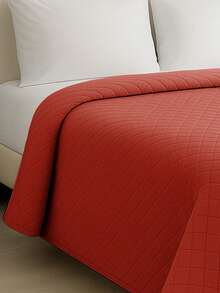 Colcha Cobre Leito Casal Padrão 01 Peça 170 Fios Avulso Matelado Luxo Slim Cores Lisas Clean - Vermelho - Visão 5