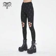 1pc Gothic Style Cross Strap Hollow Leggings, Dark Punk Daily Outfit, Autumn/Winter - Black - View 5