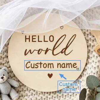 Customized Newborn Birth Announcement Sign, Birth Statistics Sign, Personalized Baby Name Wooden Sign, Wooden Birth Announcement Plaque, Indoor Decor For Christening Ceremony, Photo Prop, Made Of Natural Wood, Size Options: 10x10cm/3.94in, 15x15cm/5.91in