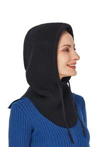 1 pieza Pasamontañas de lana tejido unisex, cobertura cálida para el cuello y el rostro - Abertura negra - Ver 16