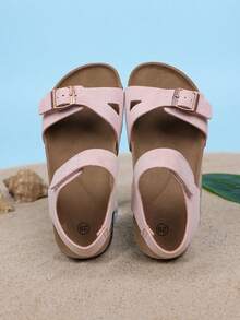 Dép sandal cổ điển mềm mại mùa hè cho bé trai và bé gái, giày đi biển hở mũi bằng da lộn, phù hợp cho trẻ mới biết đi và trẻ em mặc ngoài trời - Hồng - Xem 8