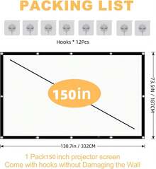 Projector Screen  72/100/120/150 Inch Projection Screen, Washable Outdoor Projector Screen 16:9 Foldable Anti-Crease Portable Projector Movies Screen For Home Theater Outdoor Indoor Support Double Sided Projection, Suitable For Camping Projectors, Family Gatherings, Offices, Home Theaters, Midnight Movies, Backyard Movies - 黑與白 - 查看 12