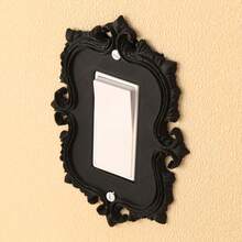 1pc Gothic Style Carved Switch Decorative Panel, Vintage Art Lighting Wall Control Panel, Home Wall Switch Beautifying Accessory, Comes With Screws, No Power Supply Needed - Black - View 8