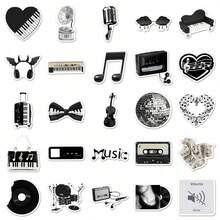 50pcs Music Themed Stickers, Black & White Creative Note Decor For DIY Scrapbook, Phone Case - Multicolor - View 5