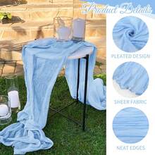 10 Pack Baby Blue Cheesecloth Table Runner 17x108 Inch Boho Gauze Cheese Cloth Table Runners For Wedding Party Birthday Home Decor - Baby Blue - View 3