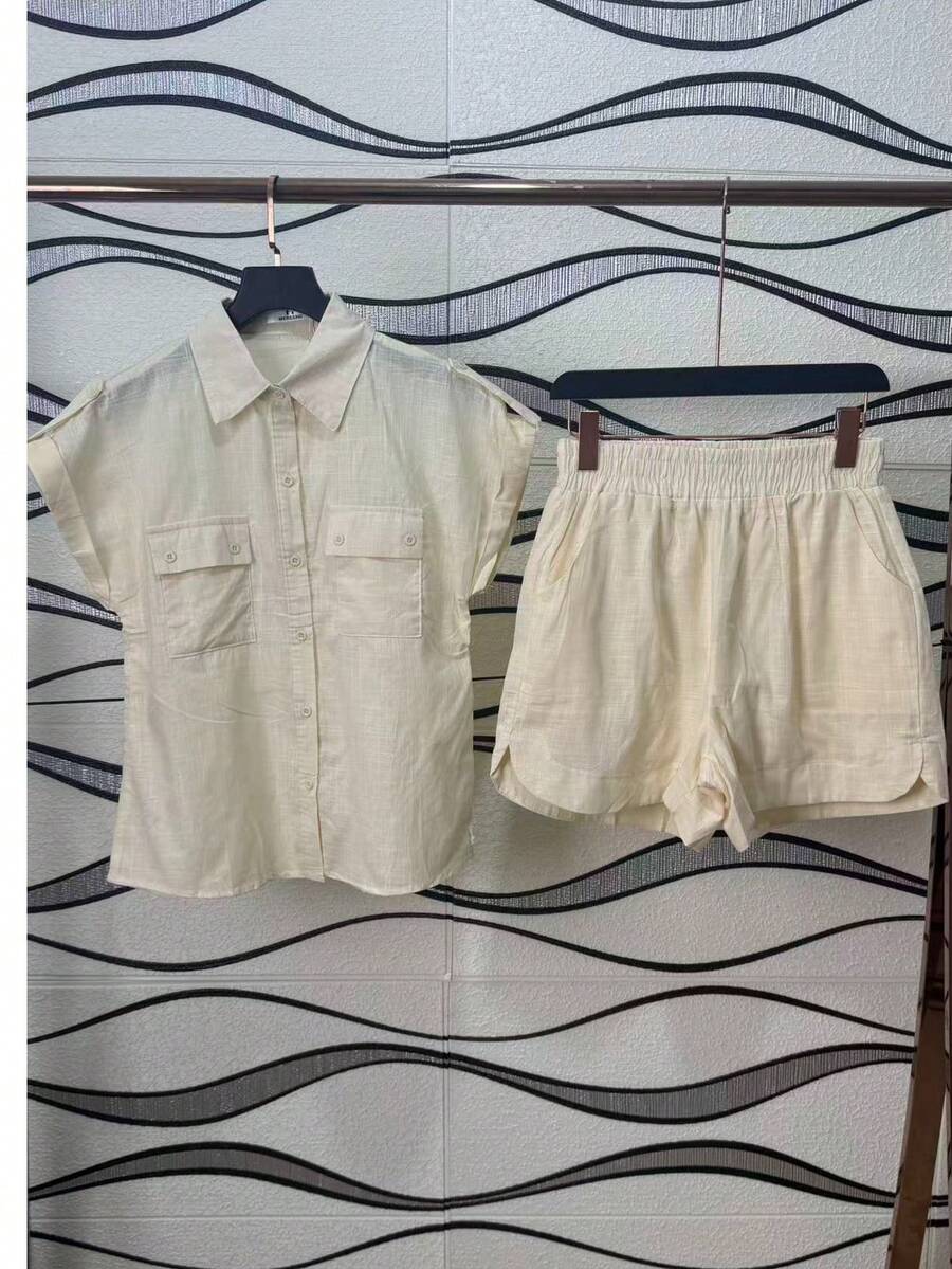 Women's Shirt And Shorts Set With Lining - Albaricoque - Ver 1