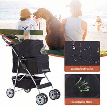 Pet Stroller Cat Dog Cage Stroller Travel Folding Carrier,