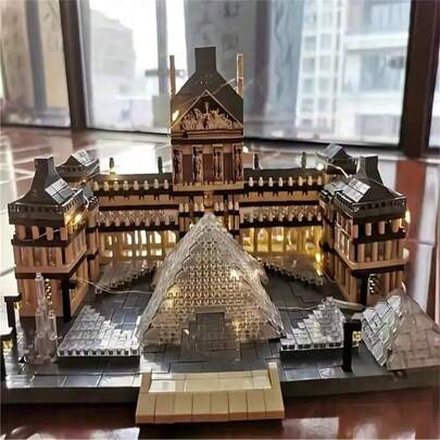 3377 piezas Juego de construcción del Museo del Louvre: Material ABS, alta dificultad, adecuado para niños de 6+ años - Rompecabezas de arquitectura francesa clásica, mejor regalo para cumpleaños y decoración del hogar