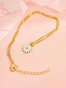 Hatastic 2 sztuki/zestaw ręcznie robionego naszyjnika z kwiatem stokrotki, modny klasyczny naszyjnik choker, odpowiedni na co dzień, w podróż, na wakacje, na ulicę i do sesji zdjęciowych. Długość łańcuszka można dostosować, ilość kwiatów jest losowa. Prezent na walentynki i Boże Narodzenie. - duże kwiaty stokrotki - Zobacz 3