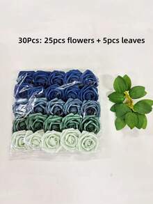 MEHELANY 50/30支渐变蓝色泡沫玫瑰花枝，适用于家居、派对、婚礼装饰、餐桌摆饰、户外派对背景、房间/办公桌、花园/盆栽植物、情人节、母亲节、万圣节、圣诞节装饰、生日礼物 - 漸變藍 - 查看 9