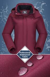 CAMEL CROWN 女士滑雪服，冬季雪地外套，保暖防水登山服，单板滑雪服 - 烏梅紅 - 查看 4