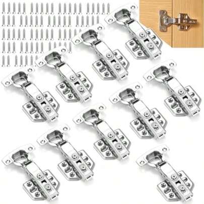 Bisagra Bidimensional Recta Cierre Suave 6 Orificio de Acero Inoxidable 10 Piezas.Bisagras Recta Cobertura Completa con Resorte Hidráulico Bisagras Extraíbles para Puerta de Mueble Armario de Cocina(default)