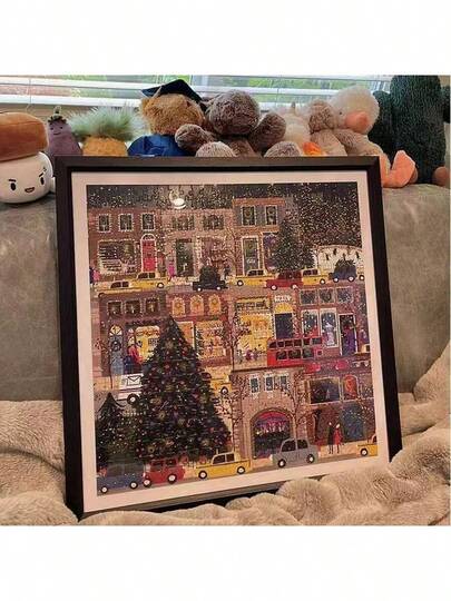 500pcs Foil Glitter Winter Lights Jigsaw Puzzle "Night Of Holidays", Entertaining Christmas Anime Style Puzzle For Adults, Suitable As Back To School, Graduation, Entertainment, Holiday Party, Best Friend, Birthday, Christmas Gift, Decoration