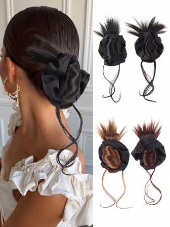 Pieza de cabello sintético para moño, pinza de garra para moño, extensiones de cabello sintético falso para moños, postizos de moño para mujeres para uso diario, accesorios de cabello sintético para peluca