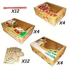 1/3/9/12pcs Christmas Gift Boxes With Transparent Window - 3 Styles Available, Holiday Kraft Paper Packaging Containers, Suitable For Packaging Various Gifts To Give To Your Family, Friends And Neighbors, Holiday Designs With Snowflakes, Trees And Cozy Cottages, Sturdy Paper Structure | Vintage Holiday Design | Christmas Gift Boxes, Christmas Decorations