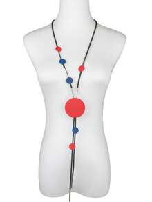 MARLIWOO 1pc Square Geometric Wooden Decor Y-Shape Line Design Necklace, Casual Fashion Jewelry For Women - Black and White - View 10