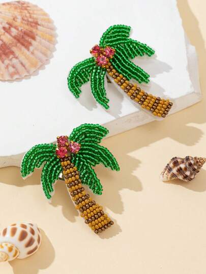 1pc Handmade Rice Bead Embroidered Cute Accessory, DIY For Necklace Pendant, Keychain, Bag Charm