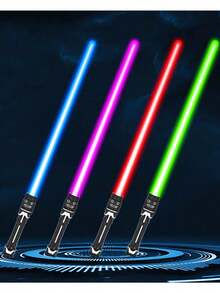 1pc/Set Retractable Laser Sword, 2-In-1 Flashing Light-Up Stick Stress Relief Toy (Batteries Not Included). Product Color Randomly Distributed, Some Parts May Vary In Color, Children's Interactive Toy, Birthday/Party Gift - Multicolor - View 3