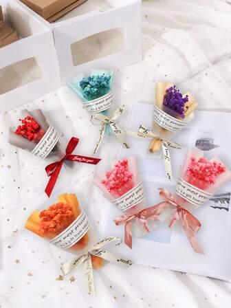 Mini konstgjord meteorblombukett, innehåller 1 falsk ros, konstgjord stjärnhimmel, blommigt omslagspapper, konserverad blomtvål, lämplig som födelsedags- eller årsdagspresent till mamma, fru, kan även användas som bröllopstillbehör, brudgummens boutonniere, bröllopsbildekoration, lämplig för alla hjärtans dag, mors dag och bröllop.