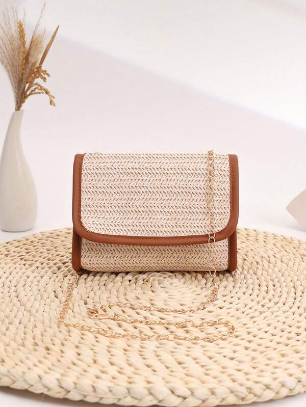 Mini Colorful Woven Women's Chain Strap Square Shoulder Crossbody Bag