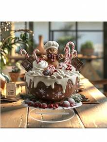 Klassische 2D flache Lebkuchenhaus Statue aus Acryl - Tischdekor Weihnachtsschild und Plakette, vielseitige Boho-Stil Tischdekoration, ideales Weihnachtsgeschenk, Text auf Englisch, ohne Strom