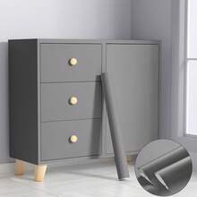 1 Roll Of Matte Dark Gray Contact Wallpaper, Removable, Quick Peeling And Pasting, Vinyl Material, Modern Cabinet Decoration, Bedside Table, Bookcase, Dining Table Home Decoration, Renovation And Color Change, Art Wall, Wall Decor, Room Decor, Bathroom Decor, Kitchen Decor, House Decor - Grey - View 7