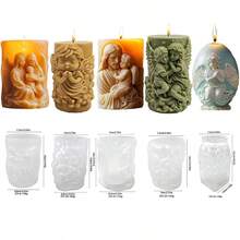 1pc Jesus, Virgin Mary, Angel Pattern Cylinder Craft Candle Making Silicone Mold - White - View 8