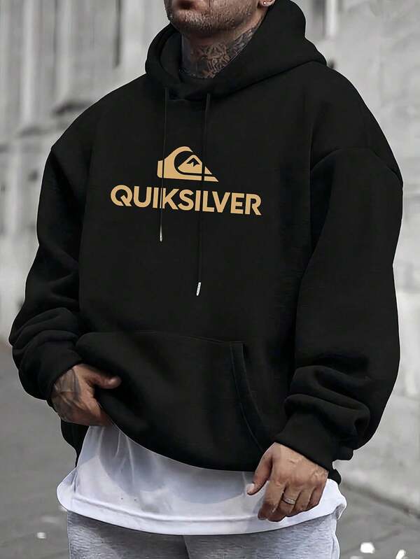 Sudadera con capucha para hombre de 1 pieza: mezcla de algodón y poliéster, estampado exquisito, adecuada para exteriores, ideal para desplazamientos en otoño e invierno.