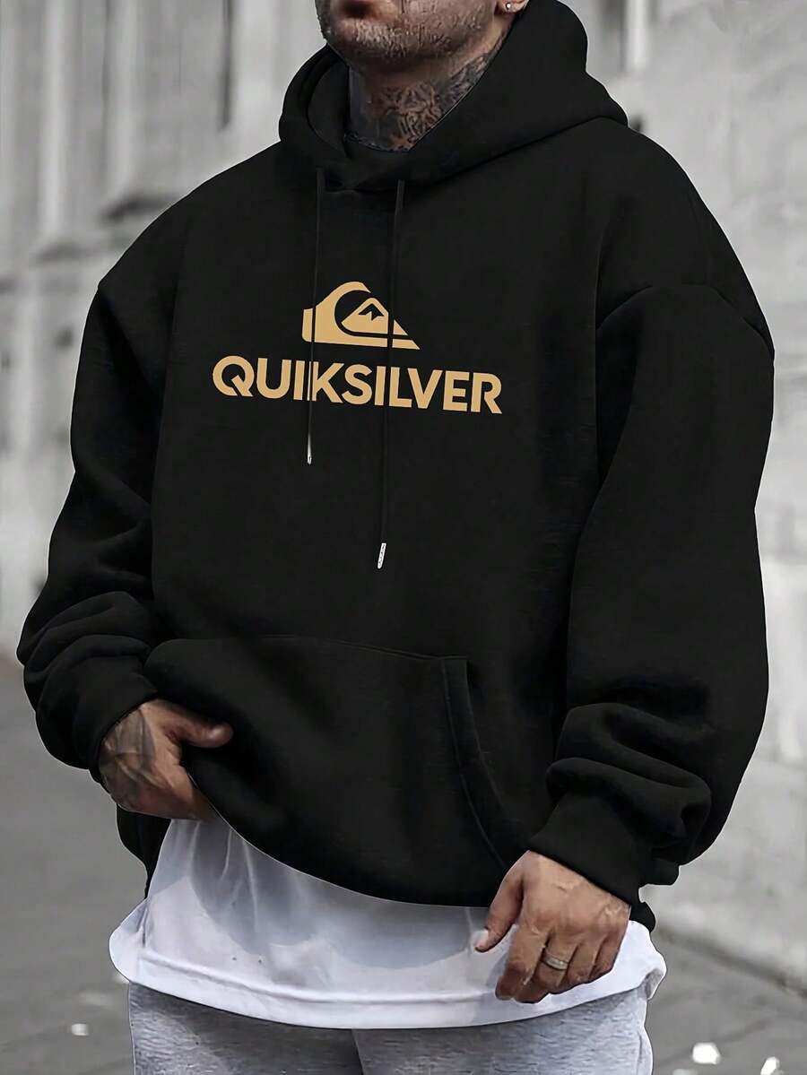 1 Piece Men's Hoodie: Cotton-Polyester Blend, Exquisite Print, Outdoor Suitable For Autumn & Winter Commutation - 黑色001 - 查看 1