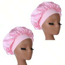 2 Piezas/1 Pieza Gorro de seda para dormir, gorros de satén, gorro de dormir de seda con banda elástica suave, envoltura de cabello de seda para cabello rizado