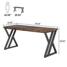 140cm Z‑Shaped Computer Desk Heavy Duty Study Writing Table Modern Simple Home Office Desk - Brown - View 2