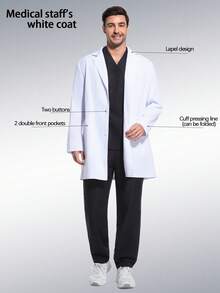 cimmuovere 专业实验服，长袖，白色，男女通用