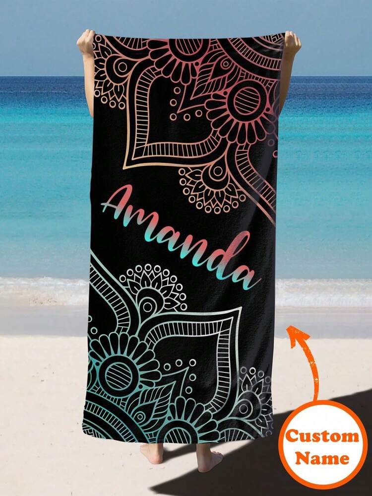 1 件个性化文字定制沙滩巾、超强吸水游泳巾、舒适沙滩毯、时尚泳池巾、精致瑜伽垫、沙滩配件、节日必备礼物、多种尺寸、适合男士和女士 - 彩色 - 查看 6