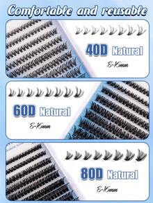 200pcs Fluffy False Eyelashes Set, 40D+60D+80D Thick Individual Lashes, Lengthening & Curling Lashes, 10-16mm Delicate Lashes, Suitable For Travel, Daily Wear (Beginner Friendly), Wedding, Date, Party, Holiday, Ideal For Christmas/Halloween/Gifts - D - View 10