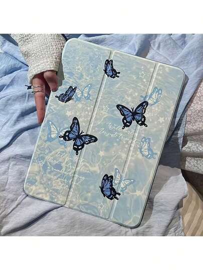 Funda para iPad Mini 4/Mini 6, iPad 2017-2024, Pro 20 y Air 5, 10ª Gen con diseño de mariposa azul, cubierta protectora ligera y duradera, recortes precisos para cámaras y puertos, ajuste delgado y elegante, acceso a cámara y puertos, motivo de mariposa