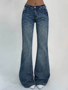 Women's Flare Jeans Y2K 90s Bootcut Low Rise Vintage Pants Denim Pants Bell Bottoms Spring Clothes - 藍色 - 查看 5