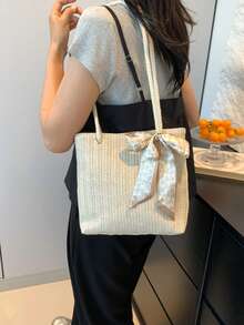Straw Fashion Versatile Shoulder Tote Underarm Woven Handbag For Women - Beige - View 2